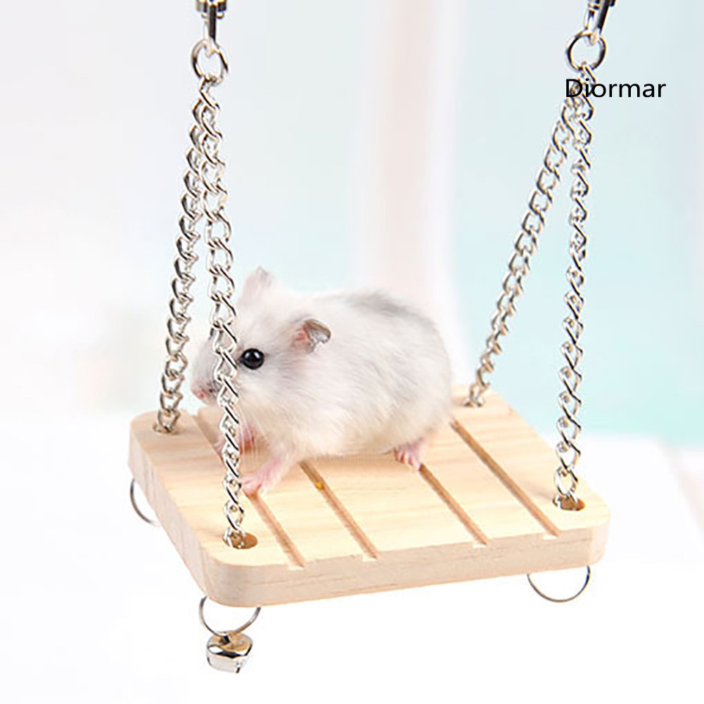 Xích Đu Gỗ Có Chuông Treo Lồng Chim Vẹt / Hamster