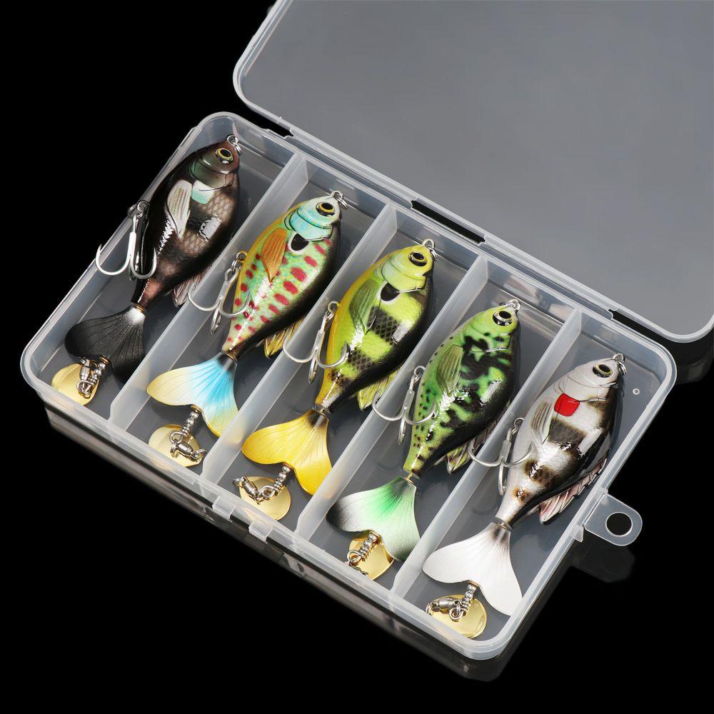 Hộp 5 Mồi Câu Cá Giả Mềm Có Thể Xoay Được