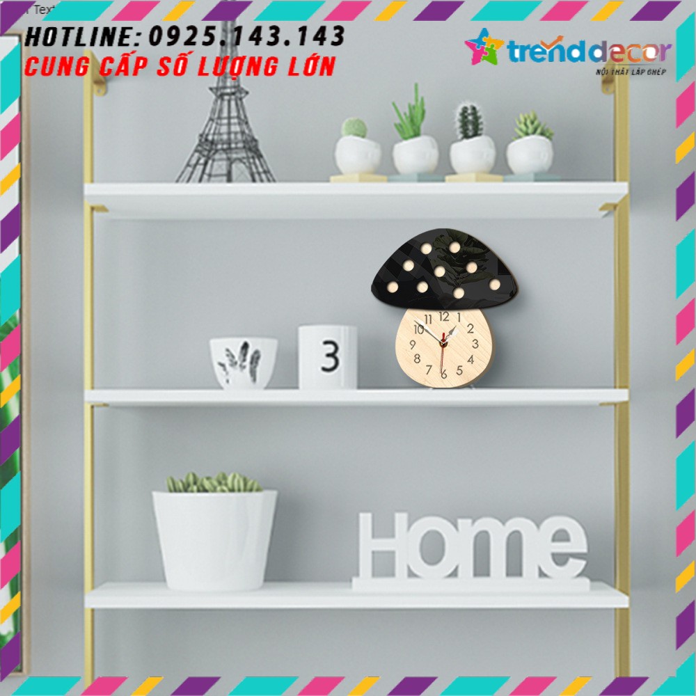 GIÁ GỐC- Đồng hồ treo tường cây nấm màu đen bằng gỗ  Kích thước 28cm x 25cm đẹp trang trí nhà và quán cafe Trenddecor