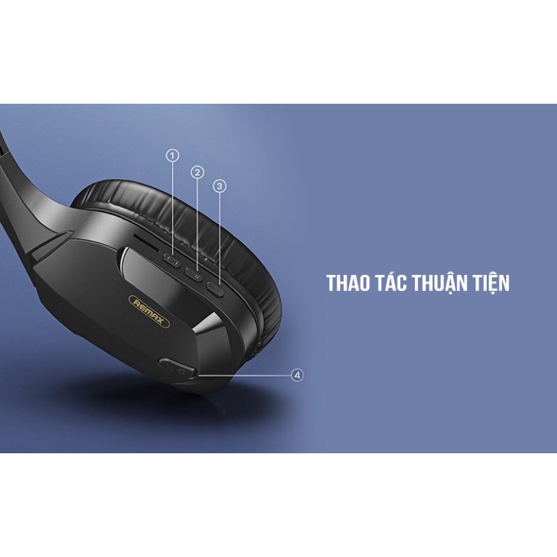 Tai nghe chụp tai bluetooth chơi game cho điện thoại và máy tính Remax 750 hỗ trợ khe cắm thẻ nhớ