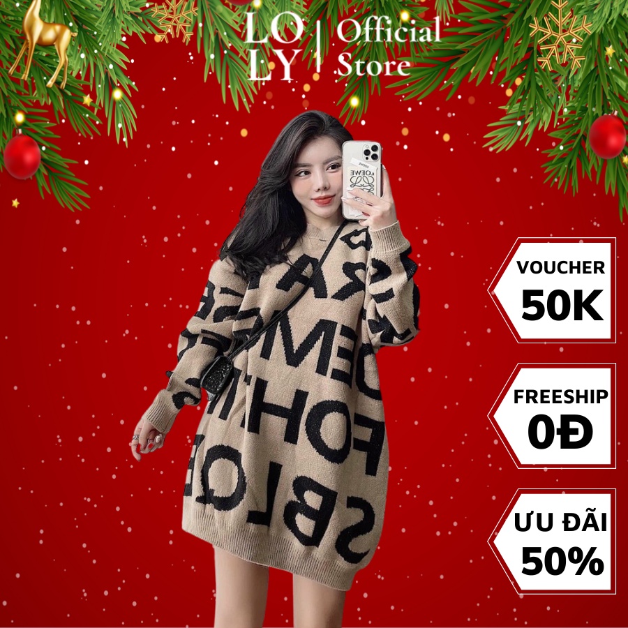 Áo Len Phối Họa Tiết Chữ, Chất Liệu Len Cao Cấp Không Bai Dão - LOLY Store CD156