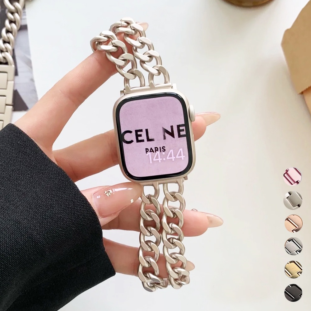 Dây Xích Bằng Thép Không Gỉ 45mm 41mm 44mm 40mm Thay Thế Cho iWatch 7 6 5 4 3 SE