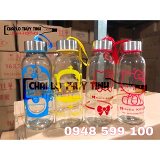 BÌNH THUỶ TINH DÂY XÁCH 300ML IN HÌNH TRONG
