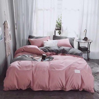 Full Set Trọn Bộ Ga Trải Giường Chần Bông TiCi Hồng Xám  Cotton Mịn M6*2M-M8*2M ((HÌNH THẬT 100%)