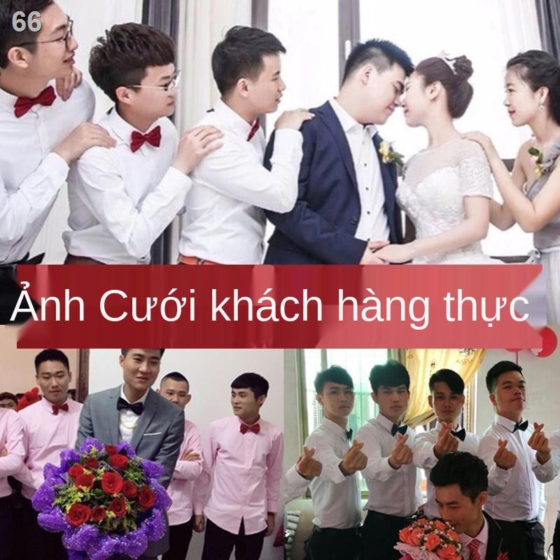 Trang phục phù rể nam anh em ăn mặc nhóm váy cưới Áo sơ mi trắng hợp với dài tay chú mỏng quầnC