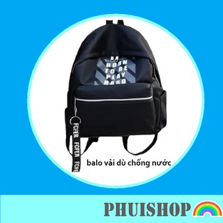 Balo thời trang vải dù dày dặn chống thấm Unisex nam nữ màu đen đi học đựng laptop - phuishop