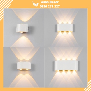 Đèn gắn tường ngoài trời, trong nhà hắt sáng 2 đầu 2,4,6,8 tia thân cong tròn màu trắng VNT-618-19/Trắng AL