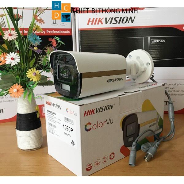 Camera Hikvision 2mp có màu ban đêm DS-2CE10DF3T-FS đèn trợ sáng 20m tích hợp mic vỏ kim loại