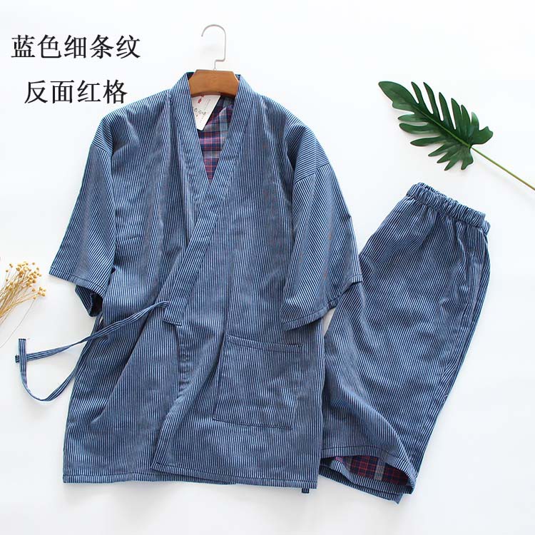 Bộ Đồ Ngủ Tay Ngắn Chất Cotton Phong Cách Kimono Nhật Bản Thời Trang Mùa Hè Cho Nam