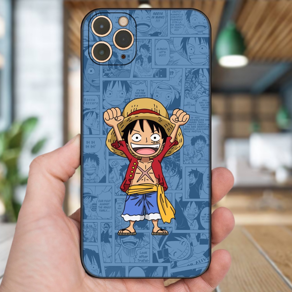 Ốp lưng iPhone 11 Pro Max dẻo đen cạnh vuông in hình Luffy One Piece