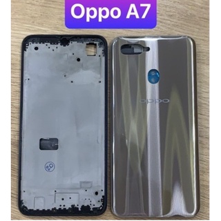 Bộ xương vỏ oppo A7 - ( gồm lưng , sườn , phím , kính camera )