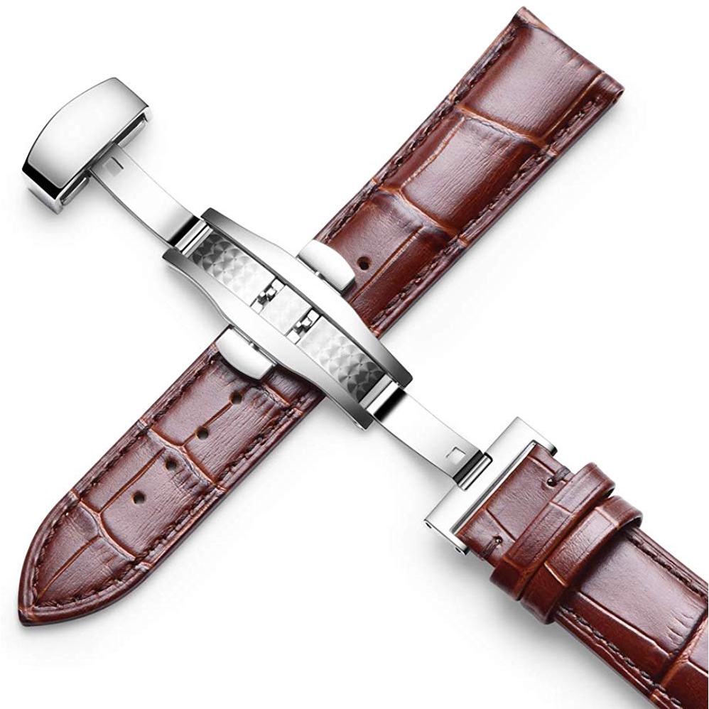 Dây đeo da phối khóa bướm cho đồng hồ thông minh Apple Watch 6 5 4 Se 44mm 40mm 42mm 38mm Iwatch 5 4 3 2 1