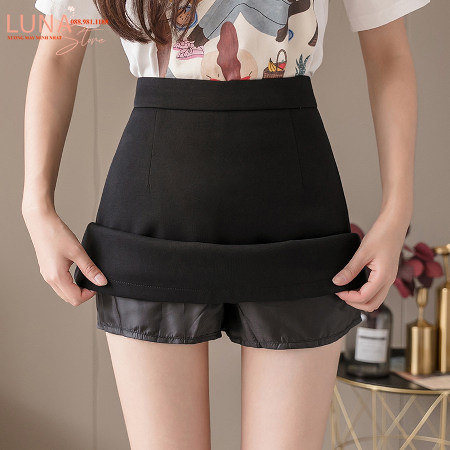 Chân váy chữ A ngắn màu đen có quần lót trong khóa sườn - Dáng chân váy đen ngắn chữ A công sở ôm - Mặc đi biển học làm | BigBuy360 - bigbuy360.vn
