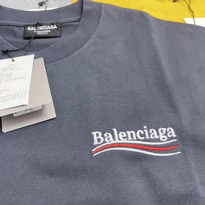 Áo tee BLCIAGA  wave logo chữ thêu cao cấp full tag túi, áo thun BLCAGA