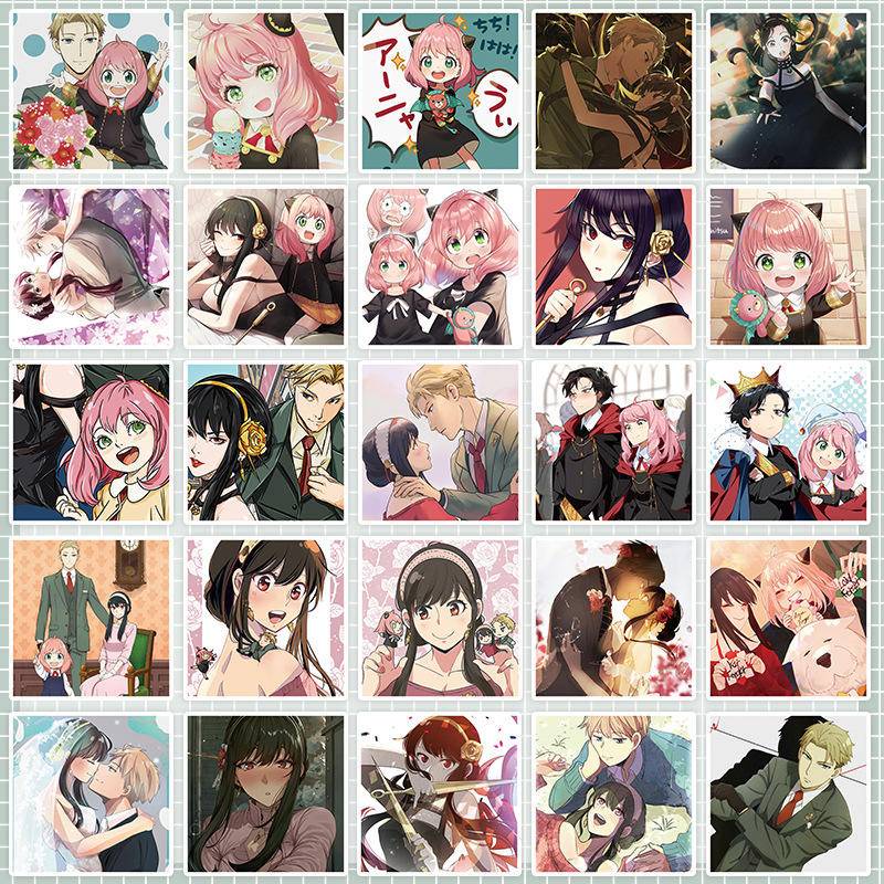Hộp 120 Hình Dán Anime SPYxFAMILY Loid Forger Anya Forger Yor Forger Cho Điện Thoại / Laptop