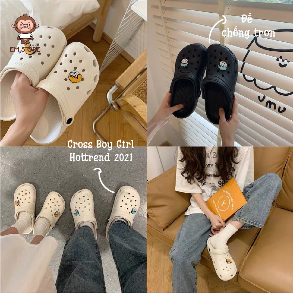 DÉP SỤC CROSS EM HOME BOY GIRL HÀN QUỐC TRẮNG ĐEN MÙA HÈ THỜI TRANG DỄ PHỐI ĐỒ ĐI TRỜI MƯA ĐI HỌC ĐI CHƠI