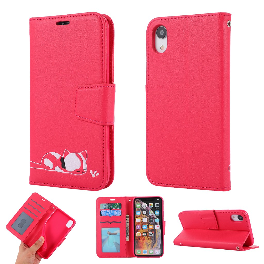 Bao da điện thoại PU nắp lật thiết kế chân đế cho iphone 6 6S 7 8 Plus X XS Max | BigBuy360 - bigbuy360.vn