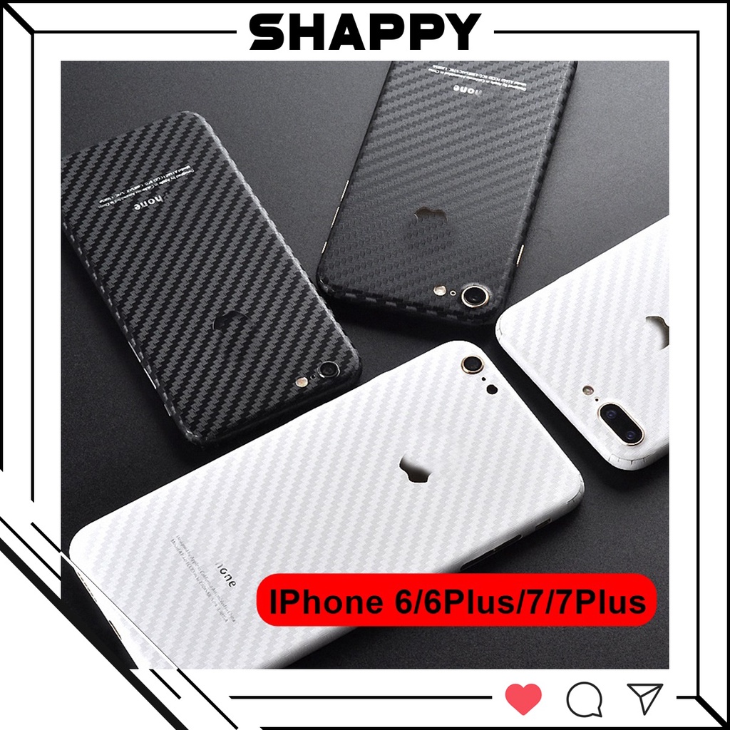 Skin Dán Cacbon Trắng Đen Full Viền IPhone 6/6S/6Plus/6SPlus/7/7Plus [Shappy Shop]