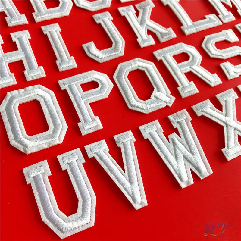☸ Black & White Letters：White Letter Iron-on Patch ☸ 1Pc Diy Sew on Iron on Badges Patches