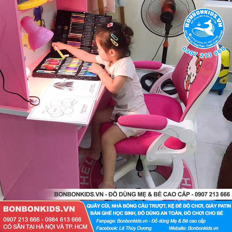 Ghế Hello Kitty, Ghế học sinh Hello Kitty cao cấp (Hàng loại 1 có điều chỉnh độ nghiêng, Tặng thảm lót) | BigBuy360 - bigbuy360.vn