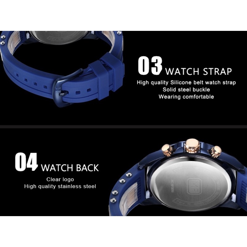 Đồng hồ nam MINI FOCUS MF0089G.03 dây silicone màu nâu viền thép không gỉ màu bạc 3 kim hàng chính hãng cao cấp Nhật Bản