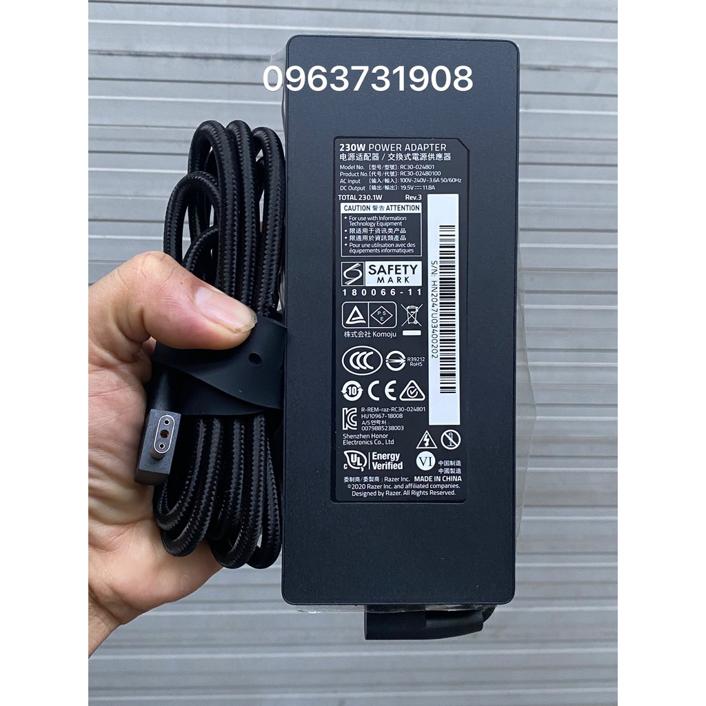 Sạc laptop Razer Blade 19.5V 11.8A 230W RC30-024801 đời 2018-2019 chính hãng