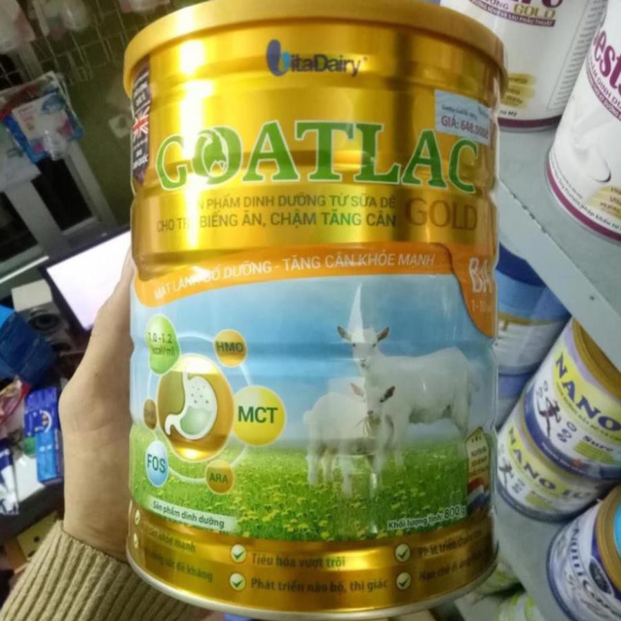 [Mã 267FMCGSALE giảm 8% đơn 500K] [MẪU MỚI] Sữa Dê Goatlac Gold BA lon 800G Date mới nhất 2023
