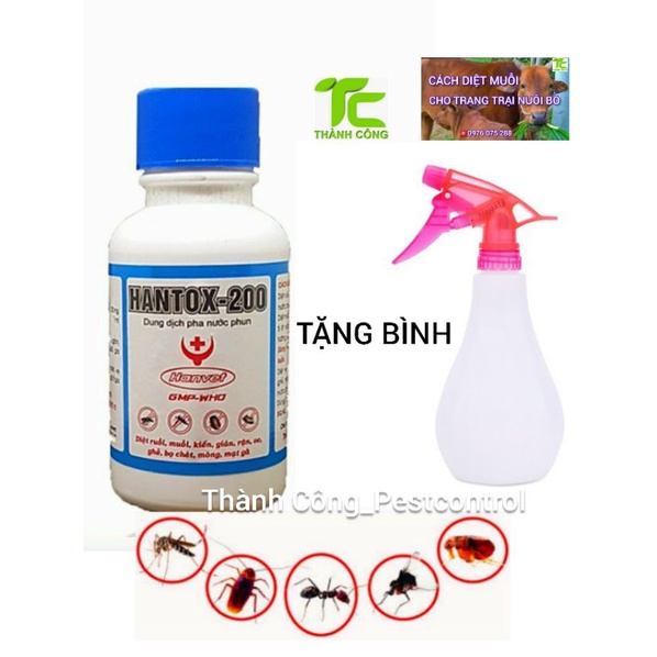 (Mua 1chai tặng 1bình)-Thuốc diệt ruồi, muỗi, kiến, gián, bọ chét, ve chó...Hantox 200