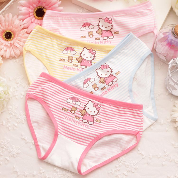 Bộ 3 Quần Lót Cotton In Hình Hello Kitty Cho Bé Gái