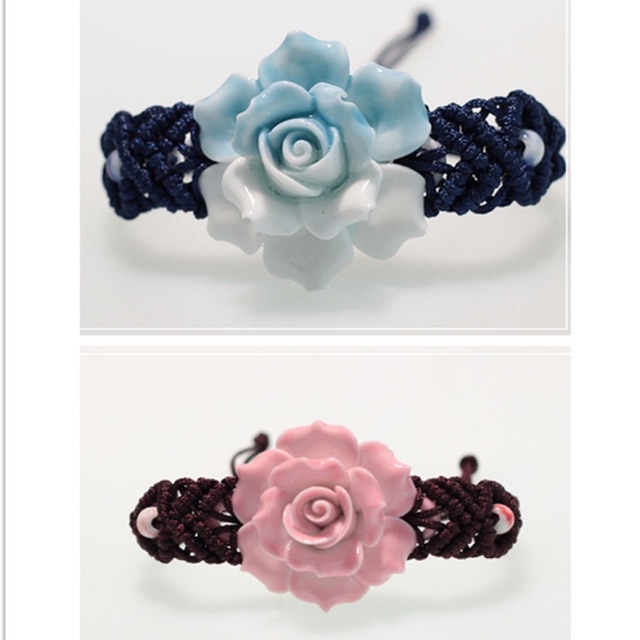 Vòng tay hoa Hồng gốm sứ