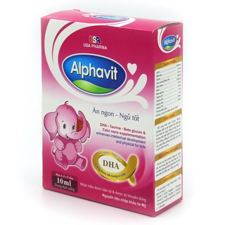 Siro Alphavit Ăn Ngon Ngủ Tốt cho bé hộp 20 ống nhựa bẻ chứa 10ml dạng nước