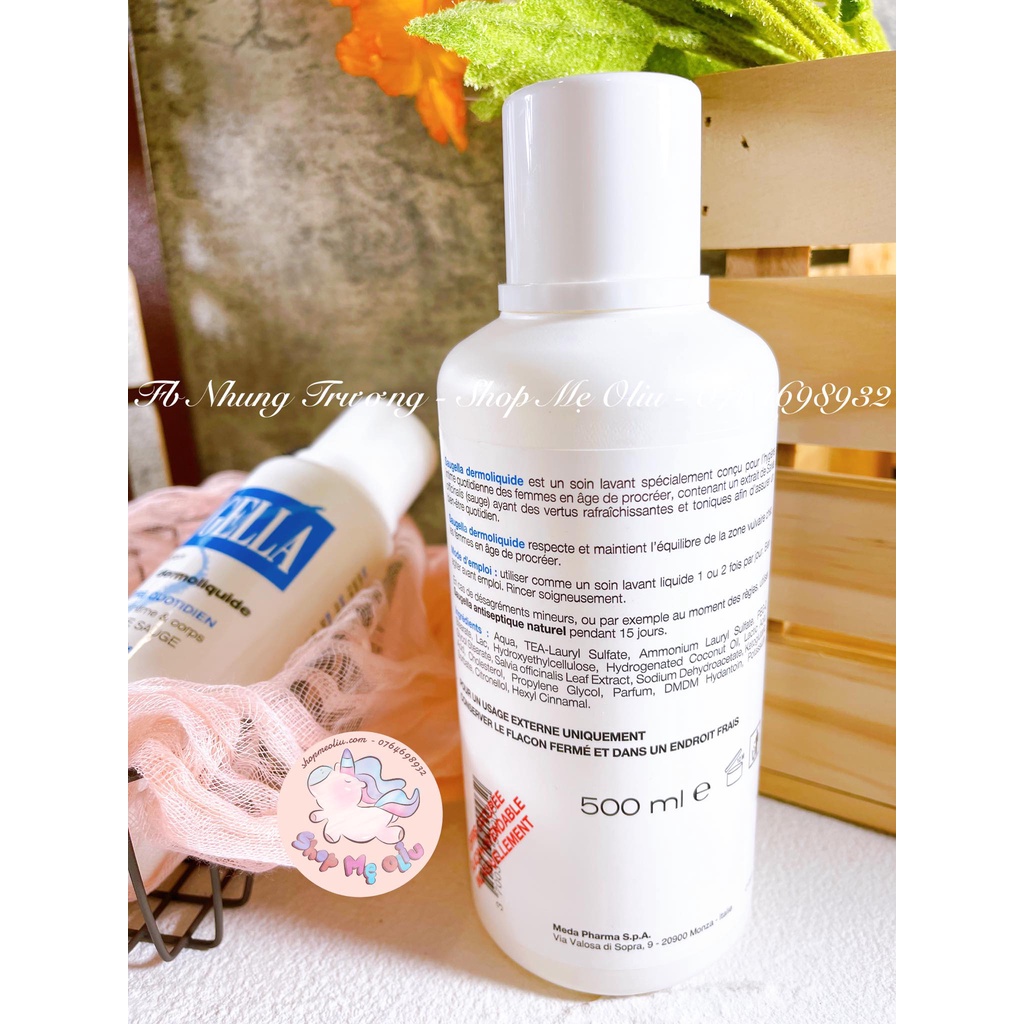 Dung dịch vệ sinh phụ nữ Saugella Dermoliquide ngừa viêm xanh dương 250ml, 500ml