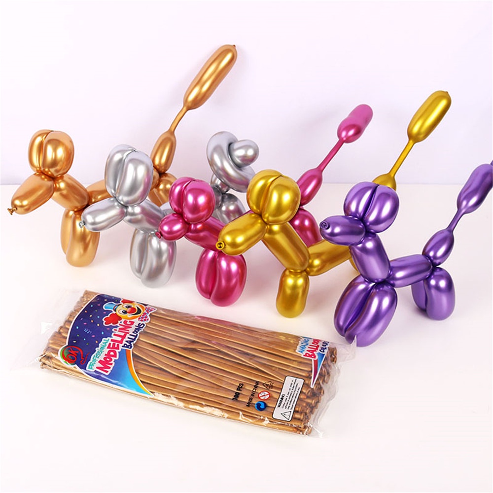 Set 10 Bong Bóng Latex Ánh Kim Ngọc Trai / Dài Xoắn Kim Loại Trang Trí Tiệc Cưới / Sinh Nhật