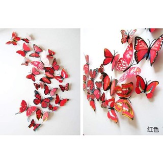 Decal dán tường  hình bướm 3D