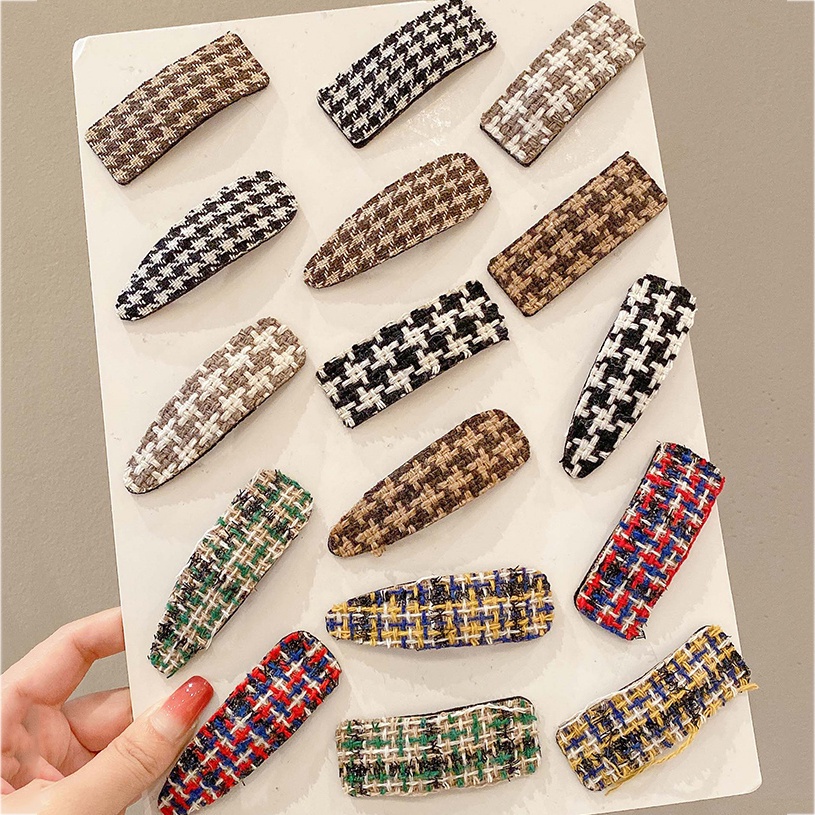 Kẹp tóc dệt kim kẻ sọc kiểu Hàn Quốc thời trang thu đông