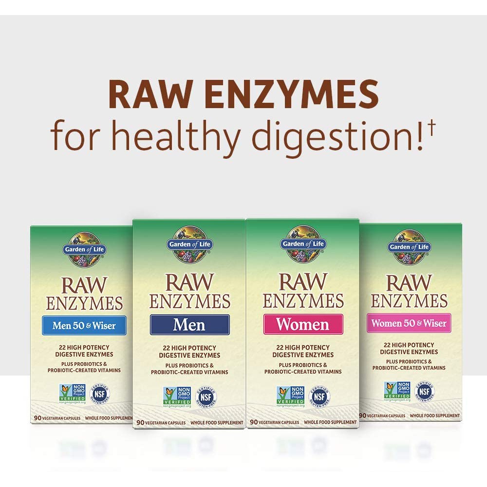 Men Tiêu Hóa Raw Enzyme - Enzyme Phổ Rộng Thực Vật - Hỗ Trợ Tiêu Hóa - Tăng Hấp Thu Dinh Dưỡng - Garden Of Life