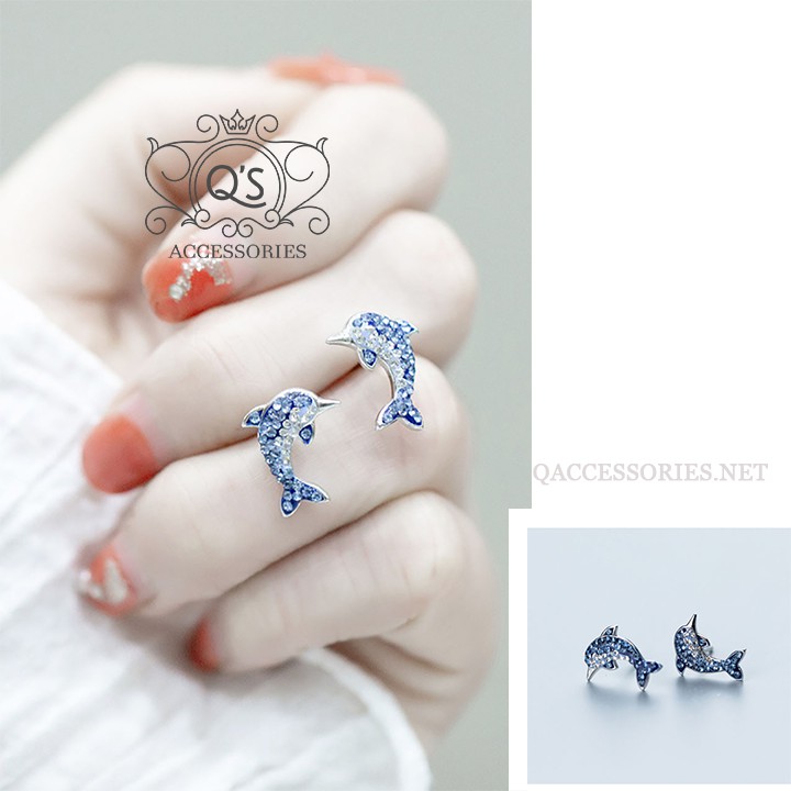 Khuyên tai bạc 925 hình chữ H khảm đá chốt bi vặn bông nữ S925 LETTER QA SILVER Earrings EA221205