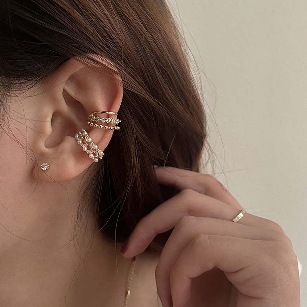 Khuyên Tai Dạng Kẹp Nhiều Lớp Thiết Kế Đơn Giản Thanh Lịch|Bông Tai Hình Tròn Thời Trang Dành Cho Nữ|Khuyên Tai Nữ Kiểu Dáng Thời Trang Thanh Lịch