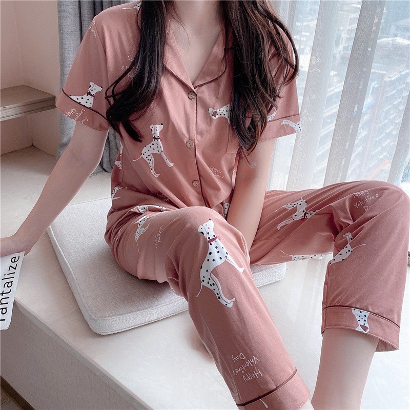 Pijama, Bộ Ngủ Nữ cotton thun ngắn tay quần dài CDCP01 | BigBuy360 - bigbuy360.vn