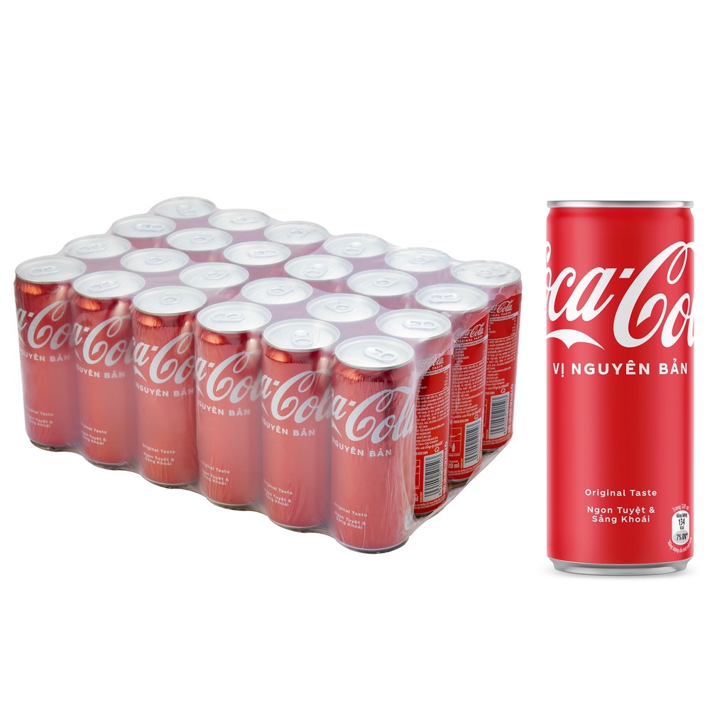 Lốc 24 Lon Nước Giải Khát Coca-Cola Vị Nguyên Bản Original Lon 320ml