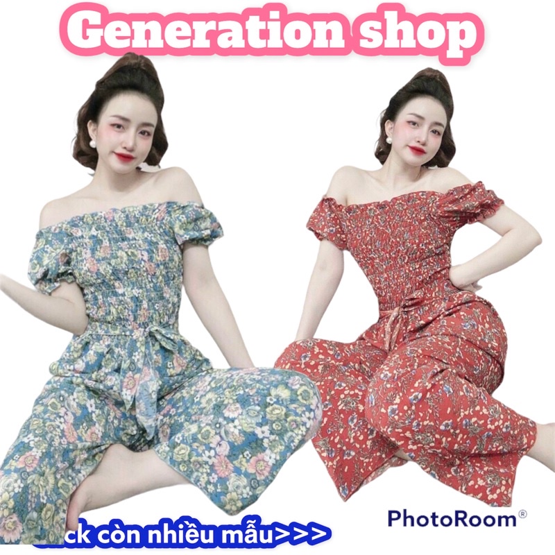 jumpsuit lụa hàn chun ngực hoạ tiết hoa nhí