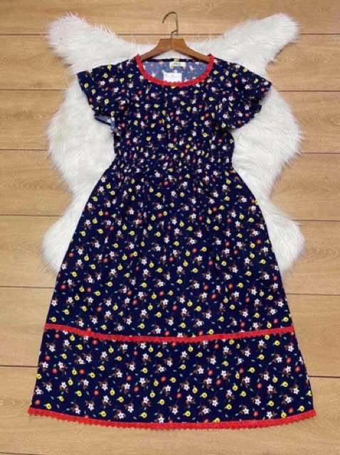 Đầm Liền Sát Nách Cổ Tròn Phối Họa Tiết Hoa Nhí - Váy Liền Tay Bèo Chân REN Siêu Xinh | BigBuy360 - bigbuy360.vn