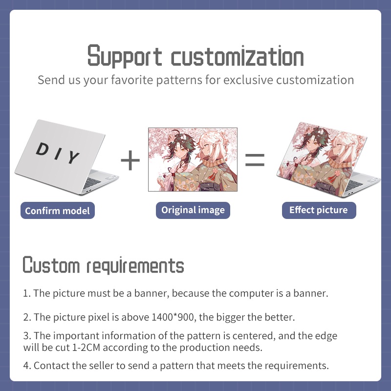 Miếng Dán Bảo Vệ laptop 12 13 14 15 16 17 inch Chống Thấm Nước Genshin sticker