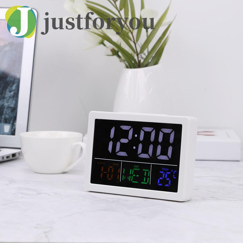 Justforyou Electric Alarm Clock Digital LED Luminous Silent Bedside Thermometer Clock