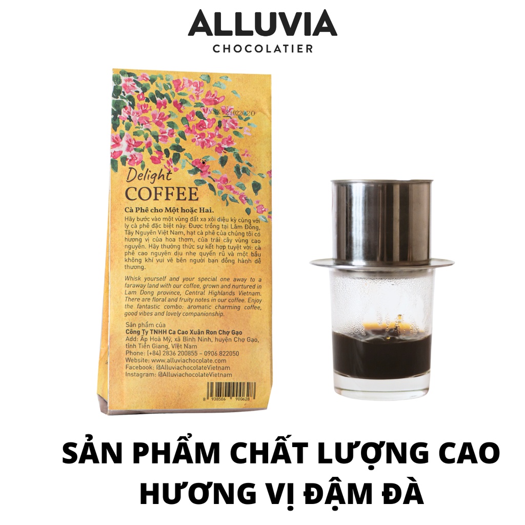 Cà phê nguyên chất rang mộc Alluvia Delight rang xay gói 200 gram không chất bảo quản hương vị đậm đà | BigBuy360 - bigbuy360.vn