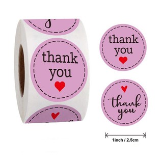 Cuộn 500 miếng dán chữ Thank You màu hồng tím rất xinh