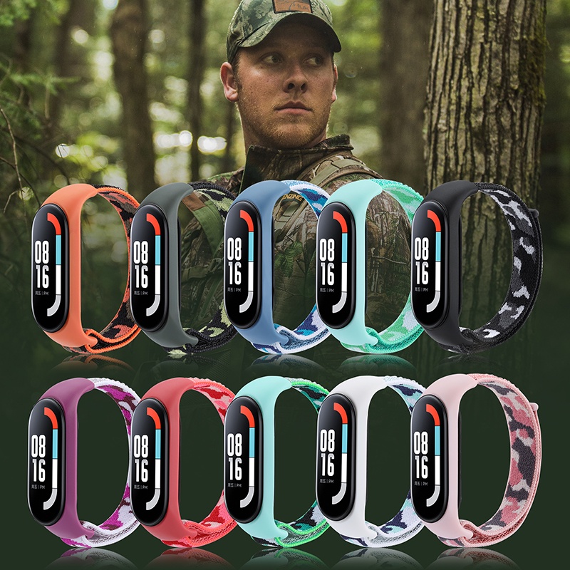Dây Đeo Nylon Họa Tiết Rằn Ri Cho Đồng Hồ Thông Minh xiaomi Mi band 7 6 5 miband 4 3