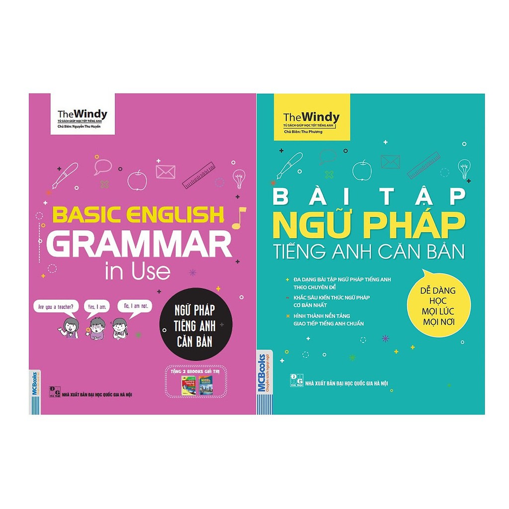 BỘ SÁCH - NGỮ PHÁP TIẾNG ANH CĂN BẢN và BÀI TẬP Tặng Video Hack Não 6000 từ vựng tiếng Anh