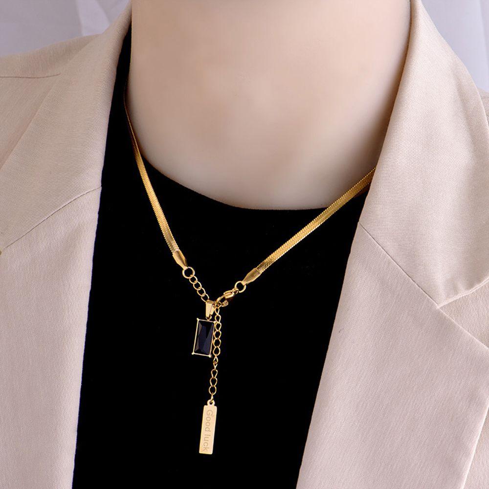 Vòng cổ Thép Titan Mặt Khối Lập Phương VANES1 Độc Đáo Phong Cách Hip Hop Hàn Quốc