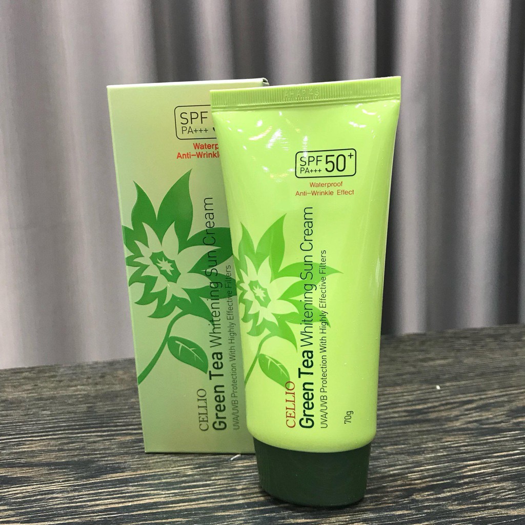 Kem chống nắng trà xanh Cellio Green Tea Whitening Sun Cream SPF 50+